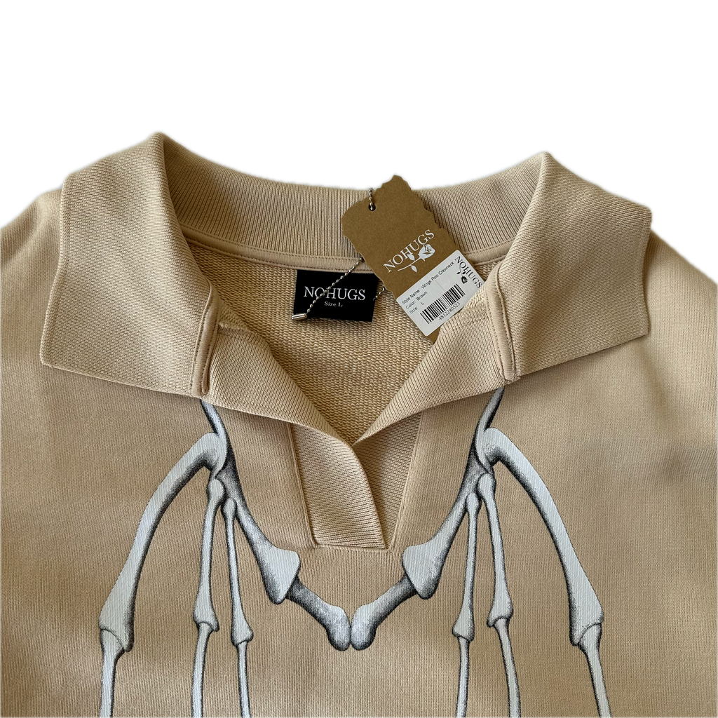 NO HUGS Beige Wings Polo Sweatshirt L
