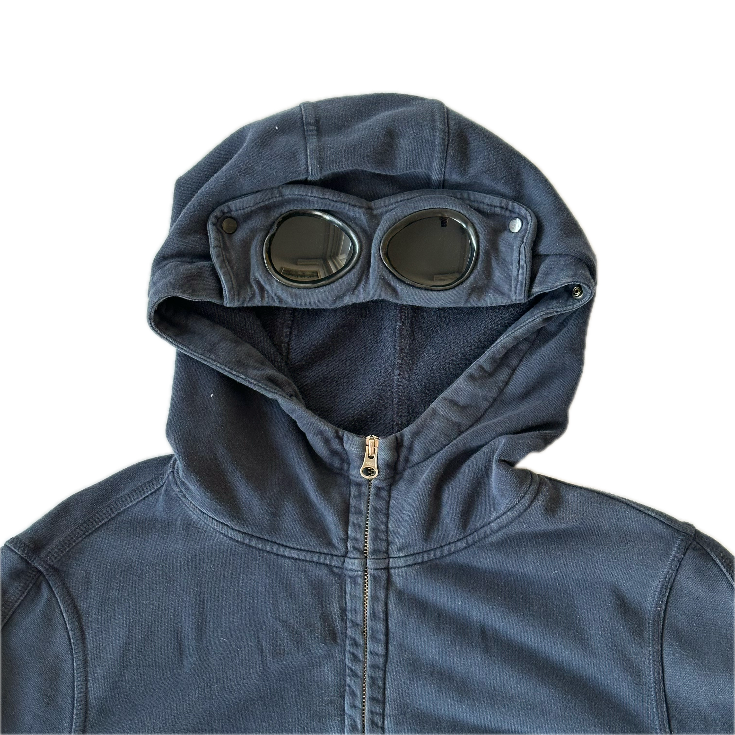 C.P. Company Navy Cotton Goggle Hoodie L