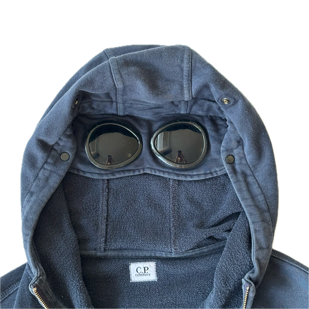 C.P. Company Navy Cotton Goggle Hoodie L