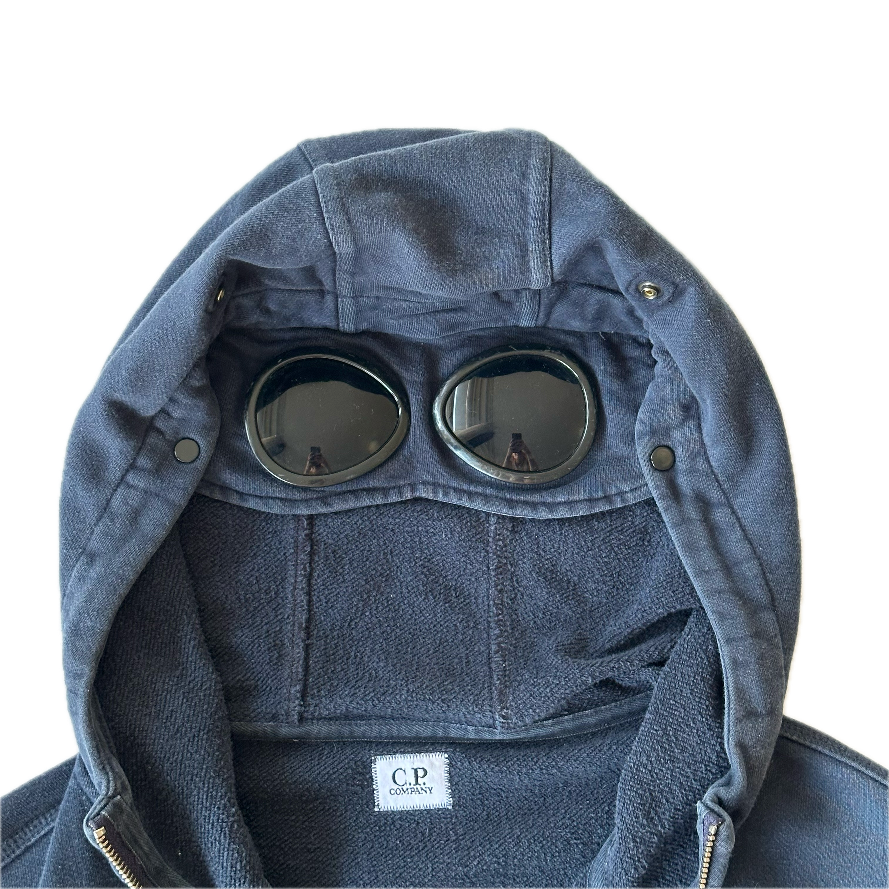 C.P. Company Navy Cotton Goggle Hoodie L