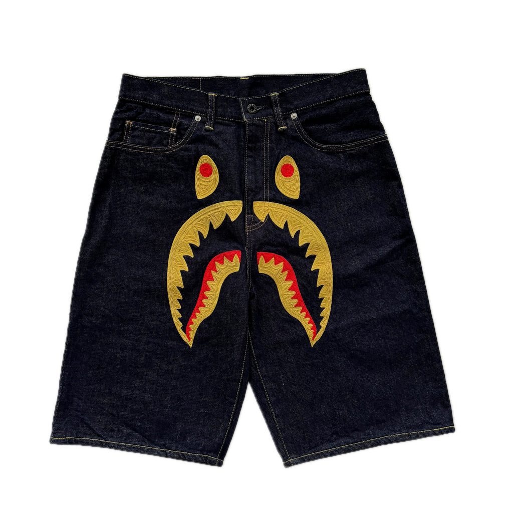 A BATHING APE Shark Denim Shorts 32