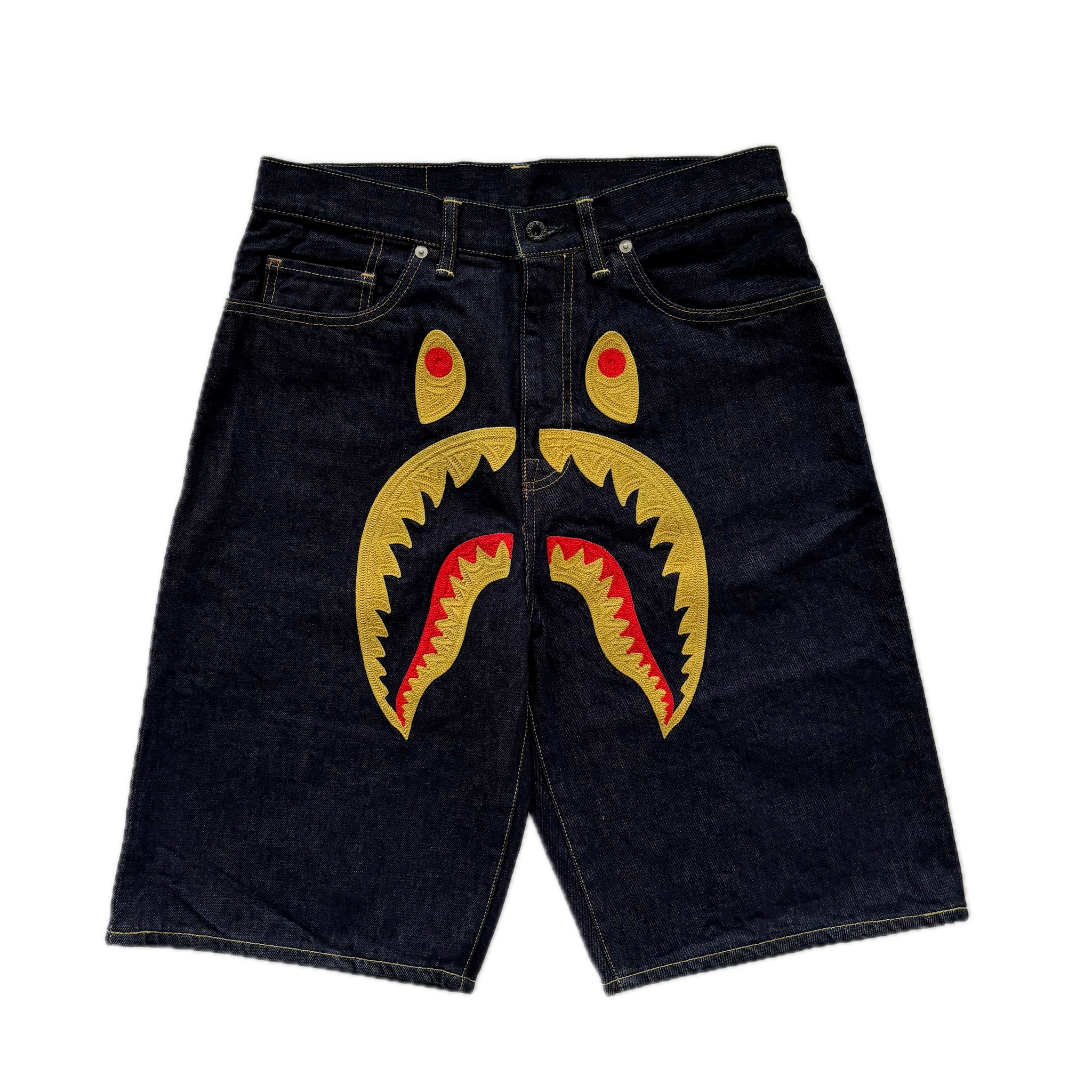 A BATHING APE Shark Denim Shorts 32