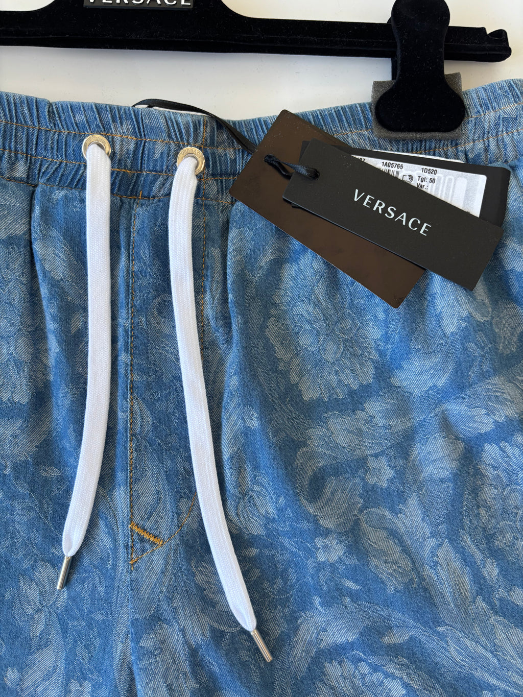 VERSACE Barocco Jacquard Denim Shorts