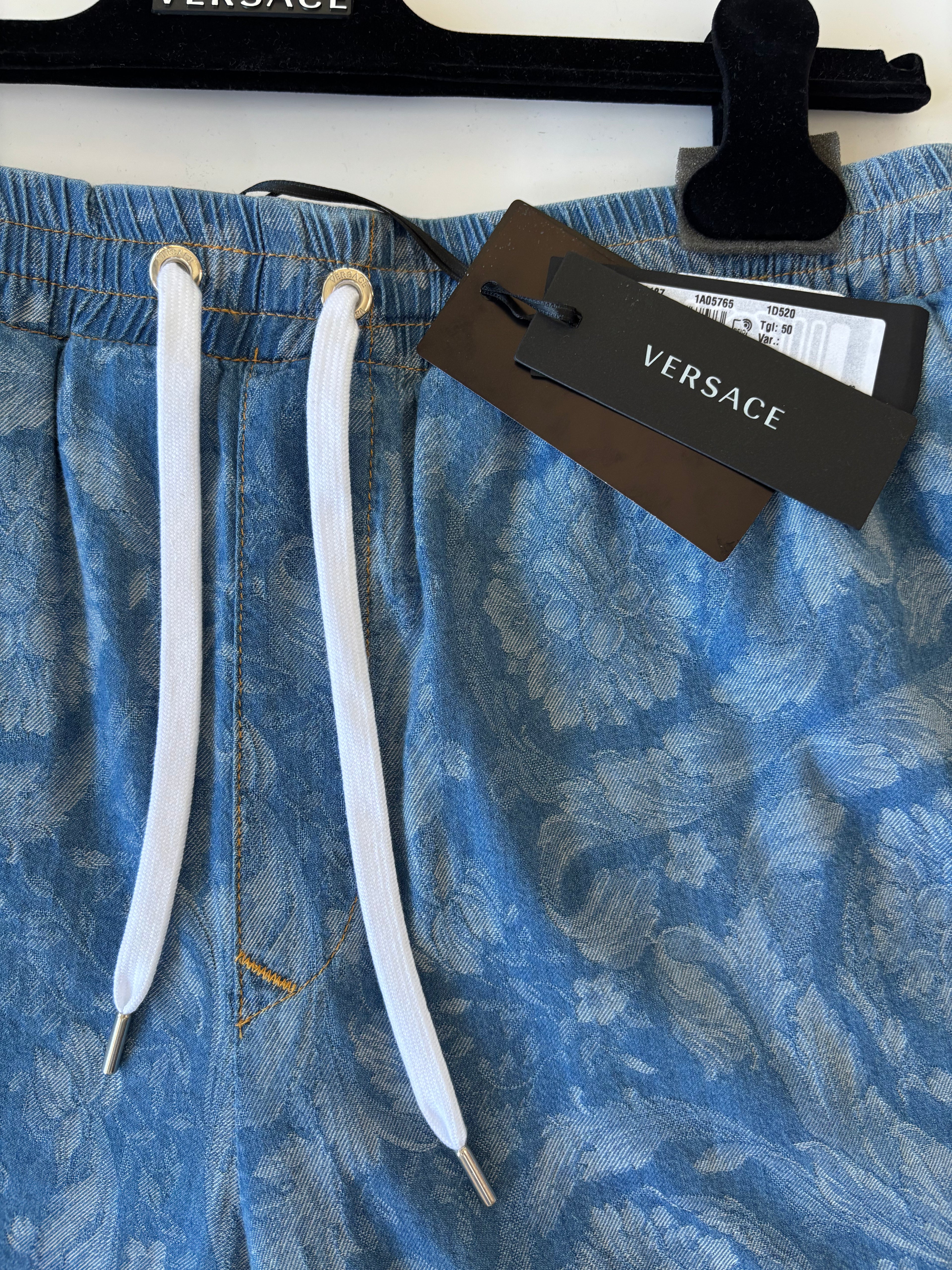 VERSACE Barocco Jacquard Denim Shorts