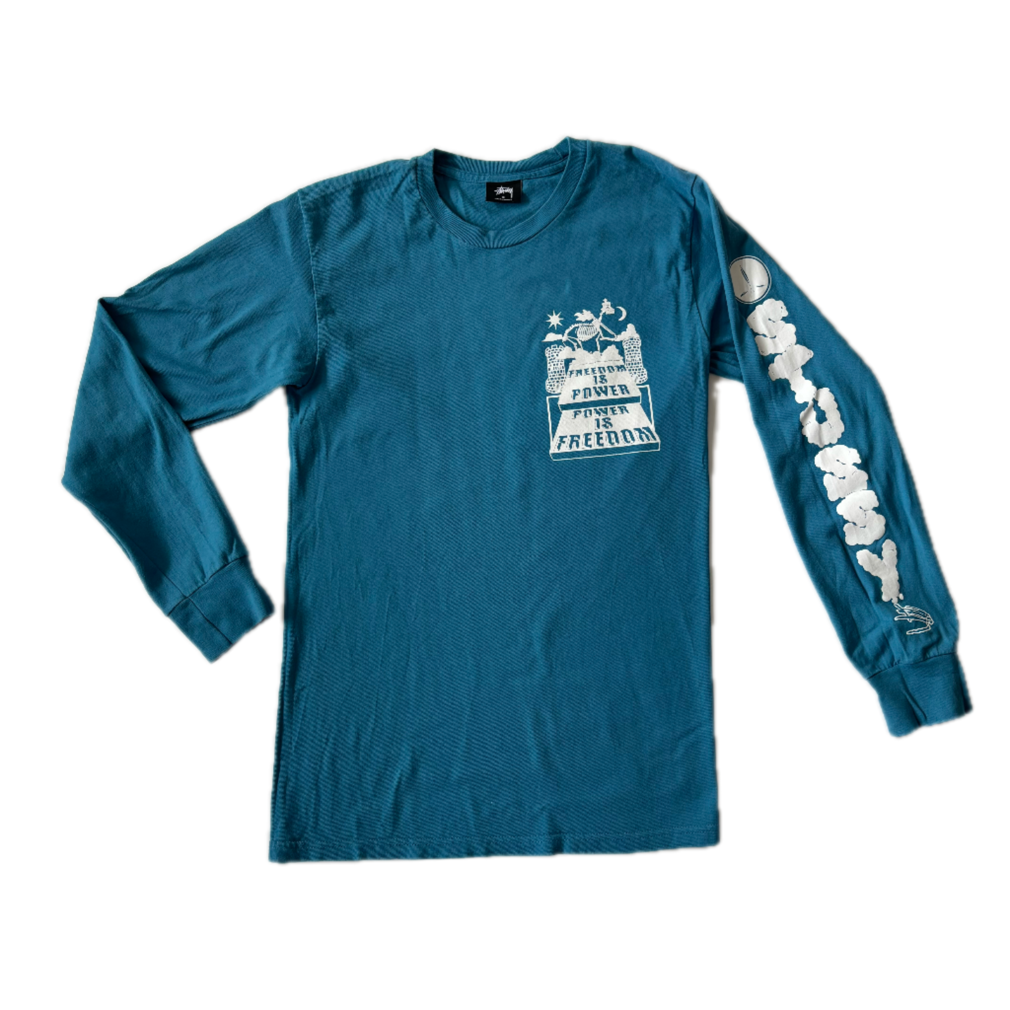 STUSSY Long Sleeve Graphic Tee “Freedom Is Power” S