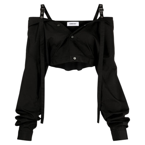 Ambush Off-Shoulder Cropped Shirt Black | 11000 Archive